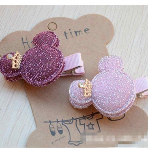 Crown Hair Clip Kids Children Hairpin - Baby Girls Hair Accessories Sequin Heart Bear Shiny Fabrics