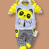 Kids Set Suit Baby Panda Cartoon Casual Long-sleeved Striped T-shirt + Pants