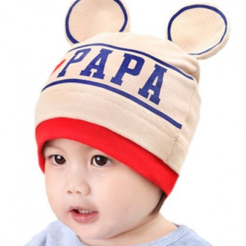 Baby Hat Lovely Animal Autumn Winter Cotton Caps Keep Warm Cute I Love Papa Print